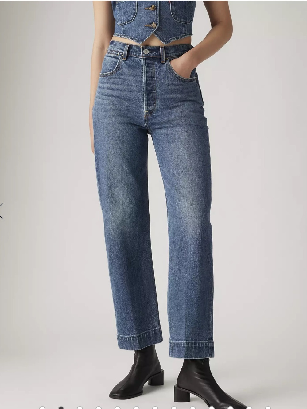 Levi's Ribcage Straight Ankle Blue Denim Jeans 29